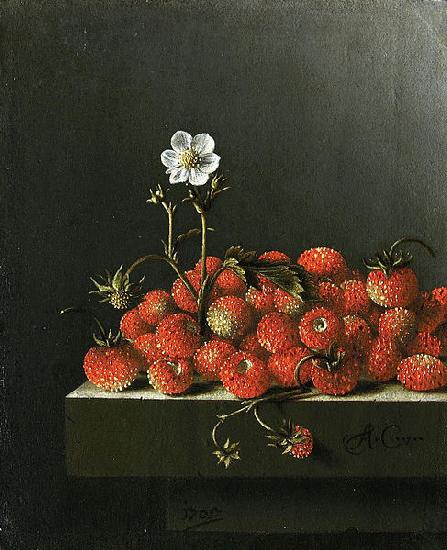 Adriaen Coorte Still life with wild strawberries. oil painting picture